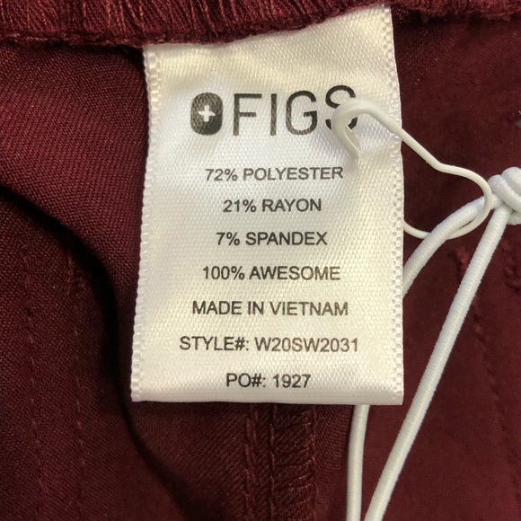 Figs Technical Collection High Waisted Yola Pant XXS Maroon - Picture 13 of 15